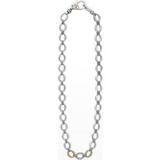 Lagos Sterling & 18K Caviar Luxe Diamond Link Necklace, 18 Silver/Gold