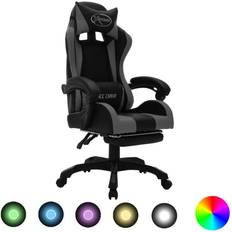 vidaXL Gamingstol med RGB LED-lampor grå och svart konstläder