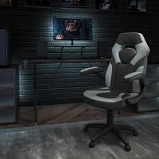 Flash Furniture 52W Gaming Desk and Gray/Black Racing Chair Set, Black (BLNX10RSG1031GY) Quill Black