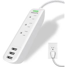 Power Strips & Branch Plugs Philips 3-Outlet Grounded 6' Extension Cord with 3 USB Ports