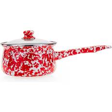 Golden Rabbit Red Swirl Enamelware with lid