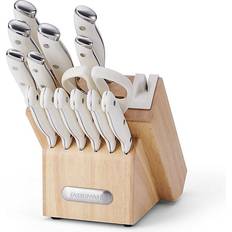 Farberware High-Carbon Stamped Stainless Steel Knife Block Set, 15-Piece, Acacia Wood