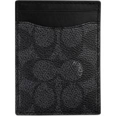 Coach Money Clip Card Case In Signature Canvas - Charcoal