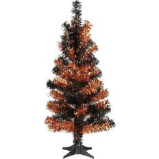 Black Decorative Items National Tree Company Unlit Black Orange Tinsel Artificial Christmas Christmas Tree