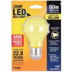 Feit led light bulbs Feit Electric A19 LED Bug Light Bulb, 5W (60W Equivalent) Yellow, A19/BUG/LED
