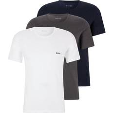 Hugo Boss Logo-embroidered T-shirts 3-pack - White/Blue/Grey