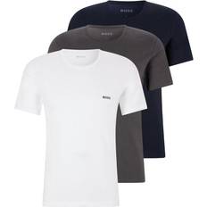 Hugo Boss Herre Overdeler Hugo Boss Logo-embroidered T-shirts 3-pack - White/Blue/Grey