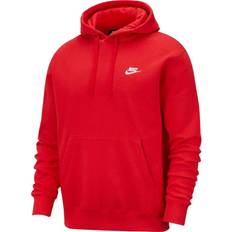 Rot Pullover Nike Club Fleece Pullover Hoodie - University Red/White
