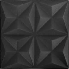 Wall Panels vidaXL 3D Wall Panels 24 pcs 50x50 cm Origami Black 6 mÂ²