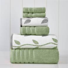 Towels Modern Threads 6-Piece Yarn Dyed towel set Organic Vines blue One Size Towel Blue