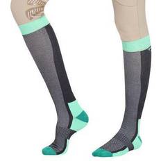 TuffRider Ladies Ventilated Neon Socks Charcoal Neon