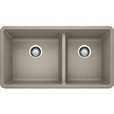 White Kitchen Sinks Blanco Precis 33" Double Bowl Undermount Silgranit