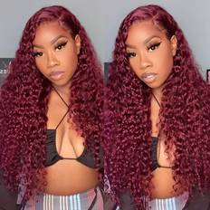 ISee Extensions & Wigs iSee Water Wave Transparent Lace Front Wig 20 inch 99J Burgundy