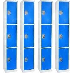 Blue Bulletin Boards AdirOffice 629 Series 72 in. Triple-Compartment Tier Key Lock Steel Storage Locker