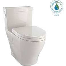 Toto one piece toilet Toto Legato WASHLET One-Piece Elongated 1.28 GPF Universal Height Skirted Toilet with CeFiONtect Bone MS624124CEFG#03 Bone 3