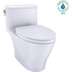 Toilets Toto Nexus 1-Piece 1.28 GPF Single Flush Elongated Universal Height Toilet with CEFIONTECT in Cotton White