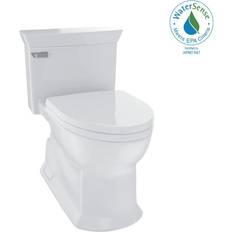 Toto one piece toilet Toto Eco SoirÃ©e One Piece Elongated 1.28 GPF Universal Height Skirted Toilet with CeFiONtect, Colonial White MS964214CEFG#11 Colonial White