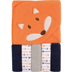Best Baby Towels Luvable Friends Unisex Baby Hooded Towel with Five Washcloths, Boy Fox, One Size
