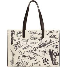 GOLDEN GOOSE California Graffiti Print Canvas Tote White/Black U