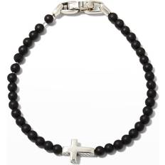 David Yurman Spiritual Beads Cross Station Bracelet - Silver/Black