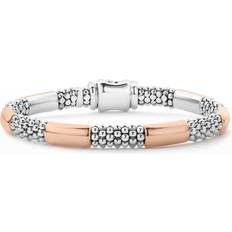 High Bar Two-Tone Rose Smooth 6-Station 6mm Bracelet TWO TONE 7.5IN