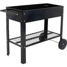 Outdoor Planter Boxes Sunnydaze Decor Galvanized Steel Mobile Raised Garden Bed Cart