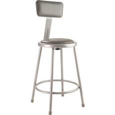 Stools & Benches National Public Seating 24"H Padded Stool with Backrest Gray