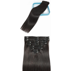 Clip-On Extensions Lorien Brazilian Remy Clip in Hair Extensions 18 inch 1B Natural Black 8-pack