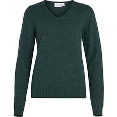 Vila Ril V-Neck Knitted Pullover - Pine Needles