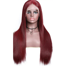 Katonyo Straight Lace Front Human Hair Wigs 26 inch 99J Burgundy
