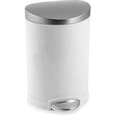 simplehuman 6L Stainless Steel Semi-Round Step Trash Can White