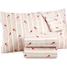 King size sheet set Micro Flannel Printed Cardinal California King Set Taupe/red Bed Sheet Gray, Beige, Brown, Red