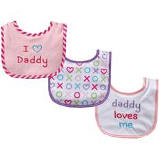 Food Bibs Luvable Friends Baby Bibs, 3-Pack, One Size Pink Daddy ONE SIZE