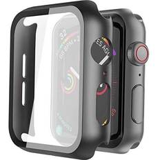 Screen Protectors Misxi Hard PC Case with Tempered Glass Screen Protector Apple Watch Series 4/5/6/SE 44mm 2 Pack