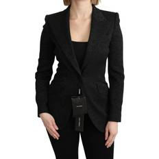 Dolce & Gabbana Polyester Blazers Dolce & Gabbana Black Brocade Single Breasted Blazer Women's Jacket