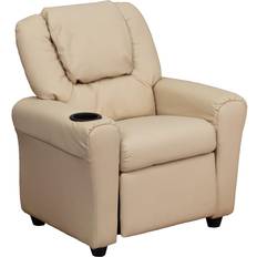 Flash Furniture Contemporary Beige Vinyl Recliner with Cup Holder and Headrest DG-ULT-KID-BGE-GG In Stock