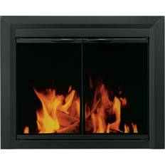 Pleasant Hearth Fireplace Accessories Pleasant Hearth Carlisle Large Black Cabinet Style Glass Fireplace Doors