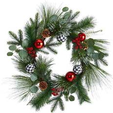 Nearly Natural & Pinecone Christmas Wreath with Decoration