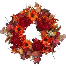 Wall Decorations Northlight Leaves & Flowers Fall Harvest Wreath