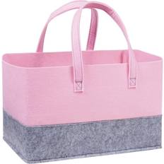 Trend Lab Ice Pink and Light Gray Felt Essential Storage Tote