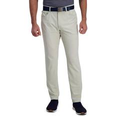 Beige - Men Jeans Haggar The Active Series Slim Fit Flat Front 5-Pocket Tech Pant 32x30