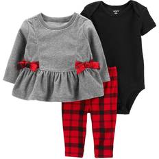 Carter's Baby Little Cardigan Set 3-piece - Grey/Red Plaid