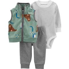 Carter's Baby's Plaid Vest 3-piece Set - Penguin/Walrus/Green