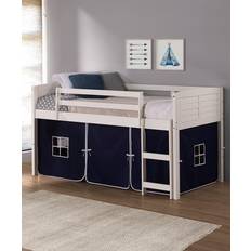 Donco kids Louver White Twin Loft Bed with Navy Blue Tent