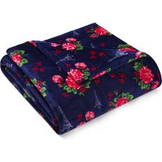 Betsey Johnson French Floral Passport Blue King Blanket Blankets Red, Blue, Pink