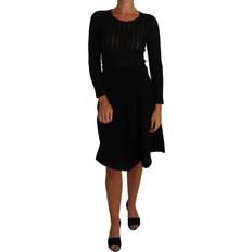 Knitted Dresses - XXXS Dolce & Gabbana Sheath Long Sleeves Dress - Black