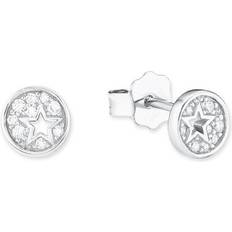 s.Oliver Star Cut-Out Ear Studs - Silver/Transparent