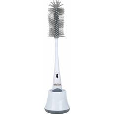 Nuby NV03005 Bottle Brush 2 in 1 Cleaning Brush for Bottles and Teats with Hygiene Stand, White, 100 g