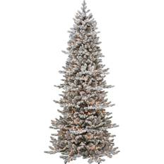 Artificial prelit slim christmas tree Puleo International 6.5-ft. Pre-Lit Flocked Slim Fir Christmas Tree