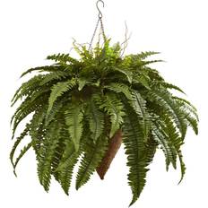 Baskets on sale Nearly Natural Boston Fern with Cone Hanging Basket 39.6"